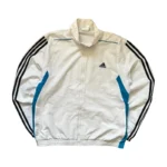 Vintage Adidas Track Jacket White Teal Blue | Gr. L | Y2K Backprint Logo Trainingsjacke Retro