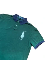 Ralph Lauren Big Pony Polo Shirt L Grün Navy Custom Fit Vintage Tartan Patch – Bild 2