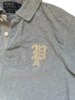 Ralph Lauren Custom Fit Polo M Grau Heather Big P Varsity Patch College Style VNTG – Bild 3