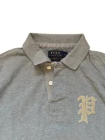 Ralph Lauren Custom Fit Polo M Grau Heather Big P Varsity Patch College Style VNTG – Bild 4