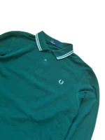 Fred Perry Langarm Poloshirt Longsleeve Dunkelgrün Twin Tipped Gr. L – Bild 2