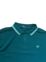 Fred Perry Langarm Poloshirt Longsleeve Dunkelgrün Twin Tipped Gr. L – Bild 3