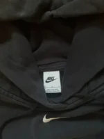 Vintage Nike Center Swoosh Hoodie Schwarz Y2K Gr. L Boxy Fit – Bild 4