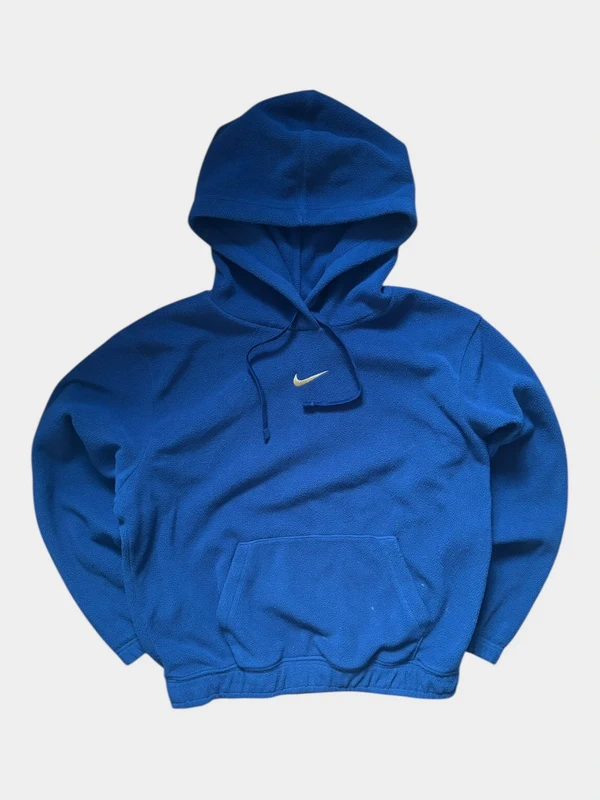 Nike Fleece Hoodie Blau Gold Swoosh Vintage Y2K Gorpcore Gr. M