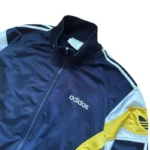 Adidas Trainingsjacke TEAM | 90s Vintage | Größe D6 (L) | Blau/Gelb/Grau | Trackjacket Retro Giacca – Bild 2