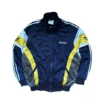 Adidas Trainingsjacke TEAM | 90s Vintage | Größe D6 (L) | Blau/Gelb/Grau | Trackjacket Retro Giacca