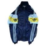 Adidas Trainingsjacke TEAM | 90s Vintage | Größe D6 (L) | Blau/Gelb/Grau | Trackjacket Retro Giacca – Bild 4