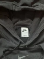 Nike Hoodie Center Swoosh | Y2K Streetwear | Größe L | Schwarz | Pullover Spellout Tape Retro – Bild 4
