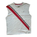 Nike Tank Top Muscle Shirt | Y2K Vintage | Größe XL | Hellgrau/Rot | Sleeveless Diagonal Retro