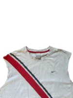 Nike Tank Top Muscle Shirt | Y2K Vintage | Größe XL | Hellgrau/Rot | Sleeveless Diagonal Retro – Bild 4