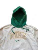 Nike Hoodie Center Swoosh | Retro College Style | Größe L | Creme/Grün | Spellout Pullover Y2K – Bild 2