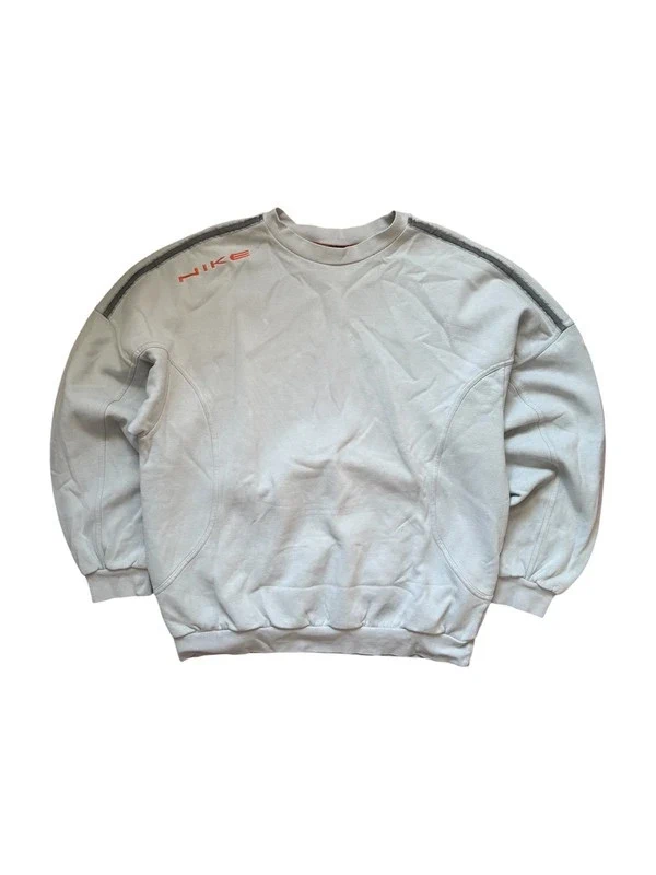 Nike Vintage Sweatshirt Y2K Retro Hellgrau Orange Crewneck