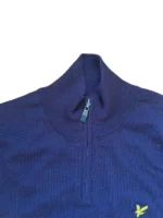 Lyle & Scott Quarter-Zip | Colorblock Strickpullover | Größe M | Navy/Grau/Gelb | Pulli Half-Zip – Bild 3