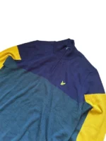 Lyle & Scott Quarter-Zip | Colorblock Strickpullover | Größe M | Navy/Grau/Gelb | Pulli Half-Zip – Bild 5