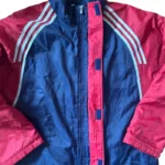 Adidas Vintage Coach Jacke | Retro 90s | Größe L | Blau/Rot | Puffer Parka Jacket – Bild 4