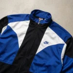 Nike Trainingsjacke | Vintage 90s Y2K | Größe M | Schwarz Blau Weiß – Bild 2