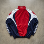 Adidas Trainingsjacke | Vintage 90s | Größe L | Rot Navy Weiß – Bild 3